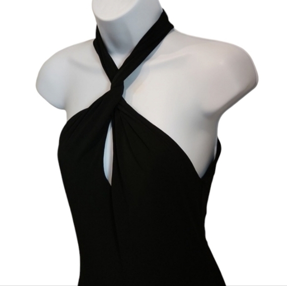 Alice + Olivia Steph Fringe Bottom Twist Front Halter Gown Evening Dress - Picture 7 of 13